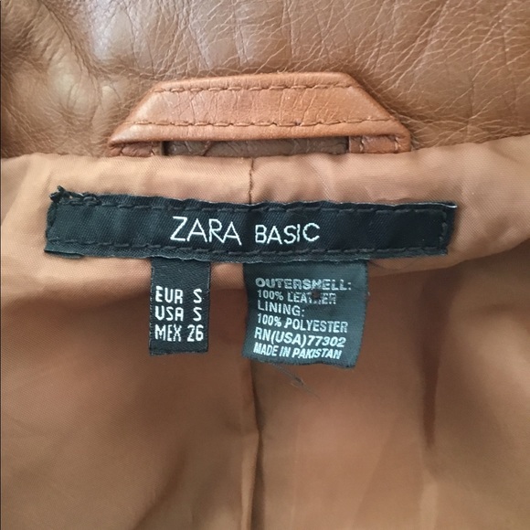 Saddle brown leather Zara two-button blazer. - Picture 4 of 4